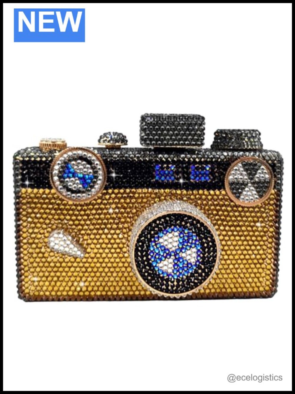 Crystal Camera Shape Clutch Purse, Rhinestone Evening Bag, Party Handbag